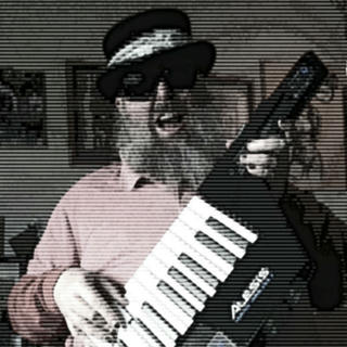 Reverend Erik and his beloved keytar